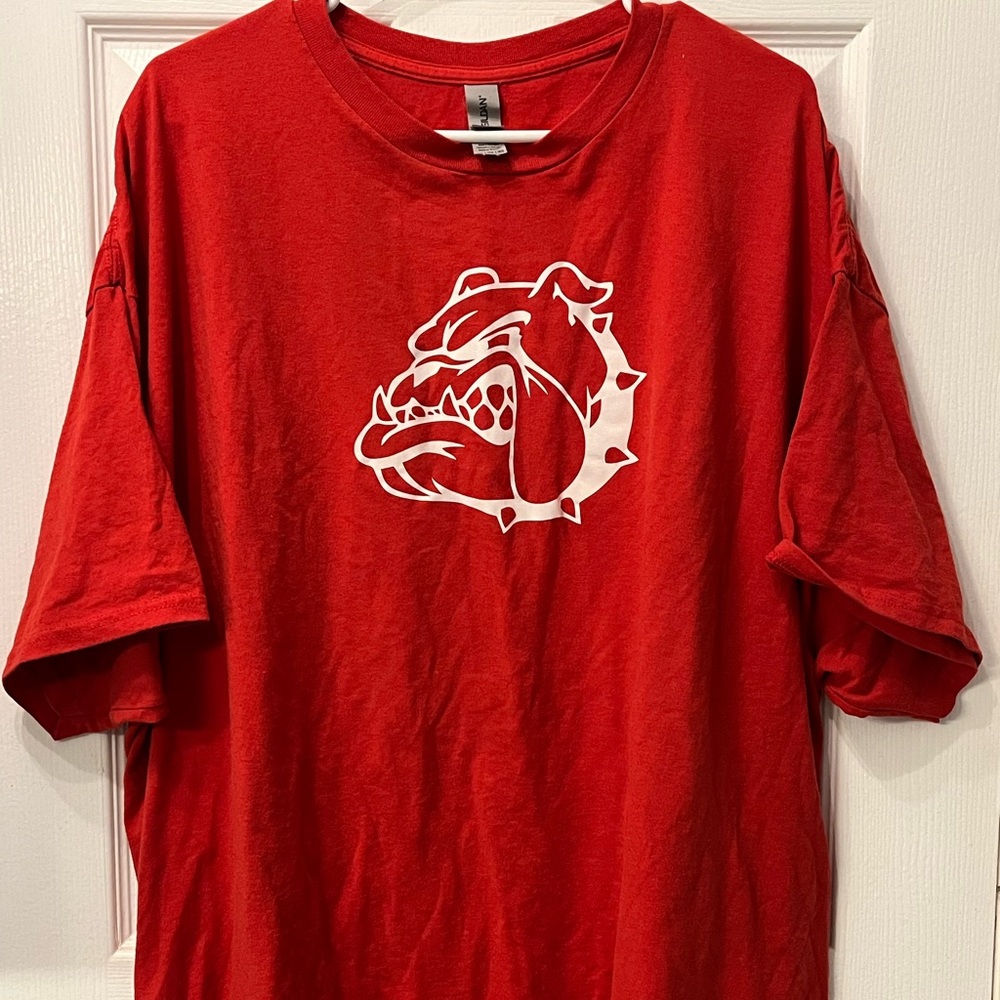 Red Graphic T-Shirt with Bulldog Design